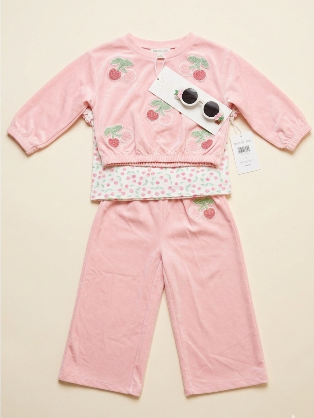 Rachel Zoe Pink Cherry Embroidered Set